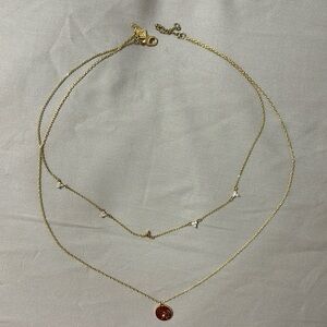 New Elegant Gold Layered Necklace with Charm